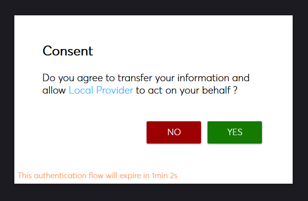 Consent screen