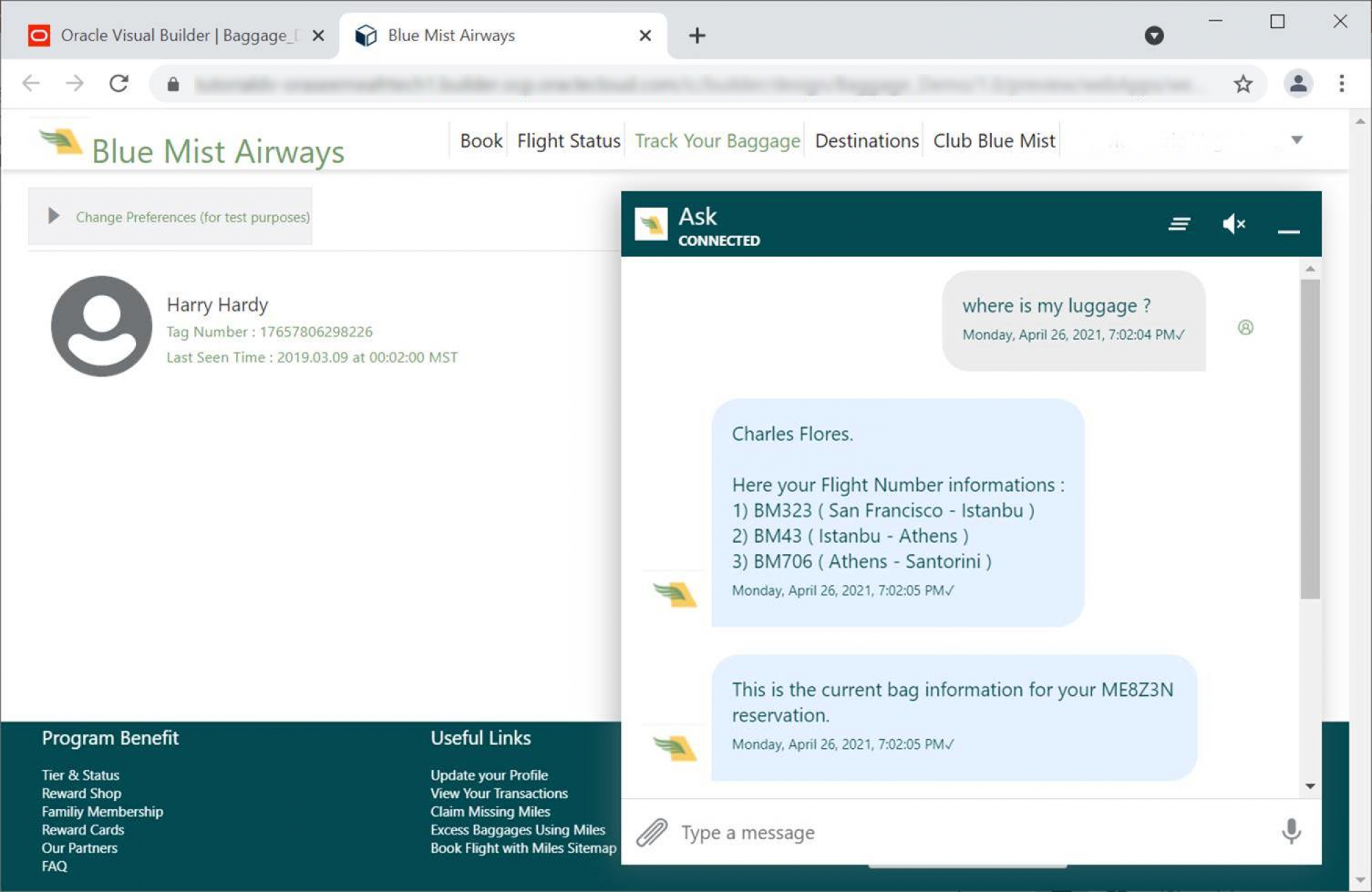 Application Baggage Oracle